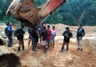 Gerebek Tambang Emas Ilegal di Sungai Batang Lisun, Polres Sijunjung Amankan 7 Orang dan Dua Excavator